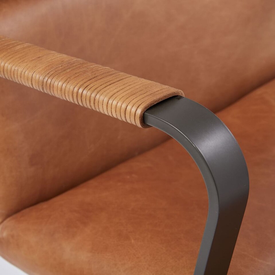 Cooper MidCentury Leather Swivel Office Chair West Elm UK